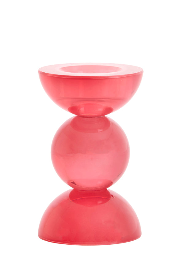Candle stick 8x12 cm ITINGA glass milky coral