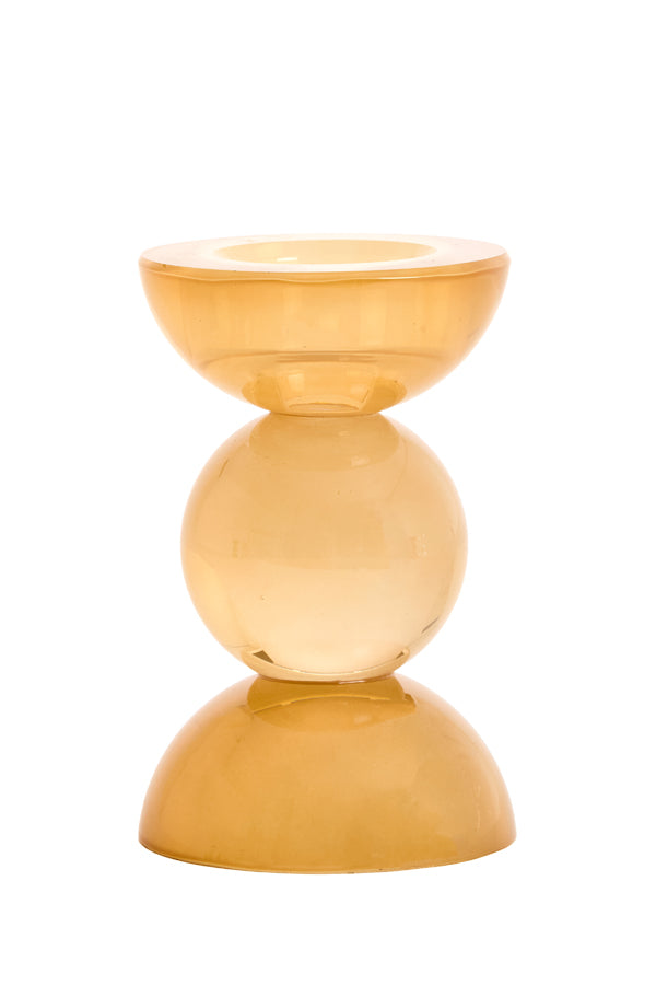 Candle stick 8x12 cm ITINGA glass milky amber