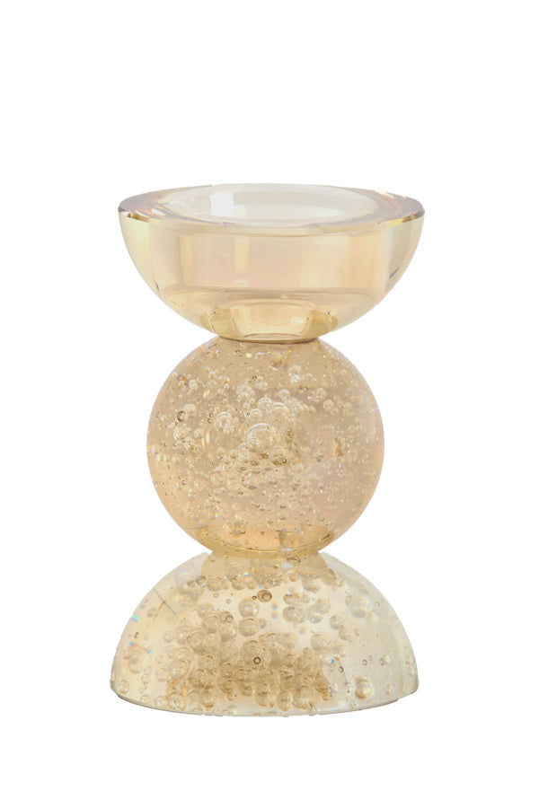 Candle stick 8x12 cm ITINGA glass bubble amber