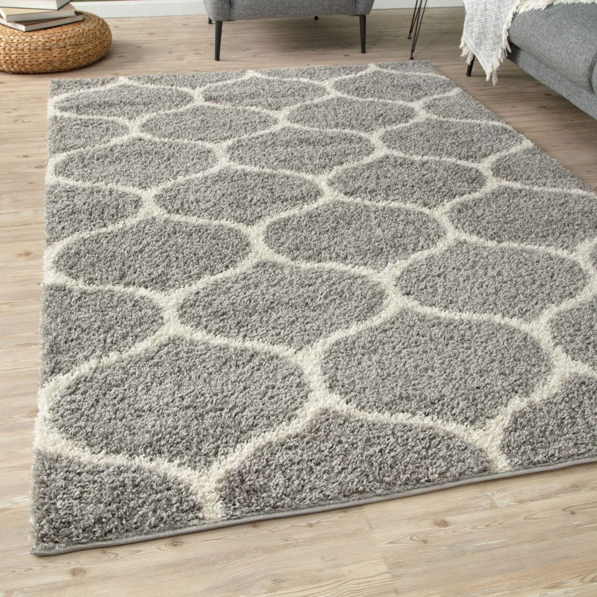Moroccan Grey Shaggy Rug | 610