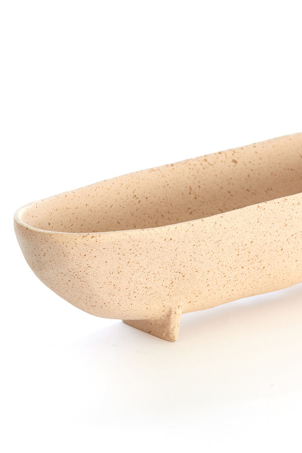 Dish on base 38x15x9 cm ROSANA sand+light brown