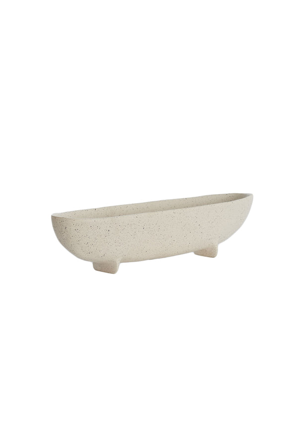 Dish on base 38x15x9 cm ROSANA white+grey