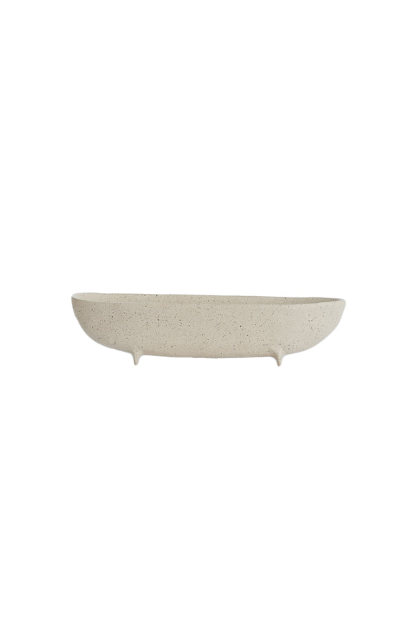 Dish on base 38x15x9 cm ROSANA white+grey