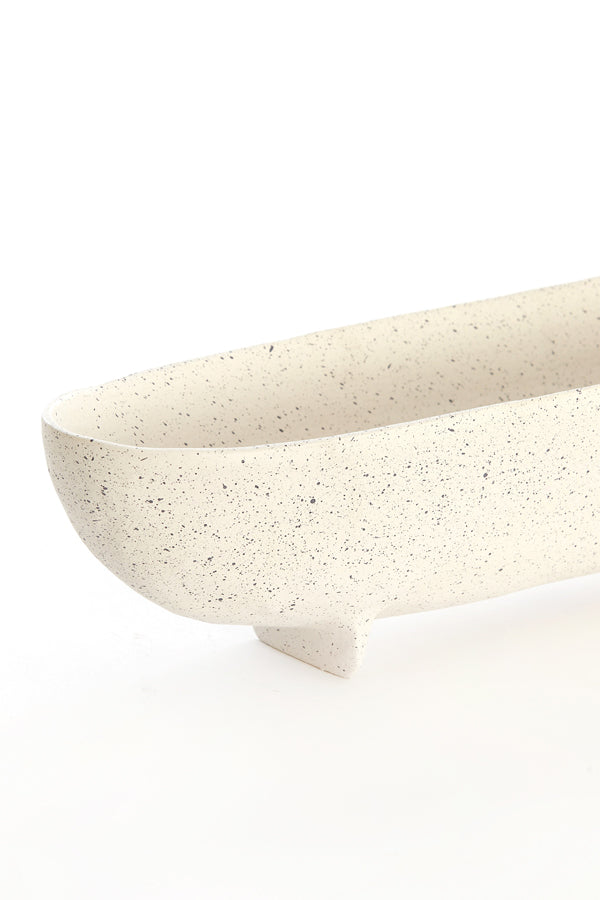 Dish on base 38x15x9 cm ROSANA white+grey