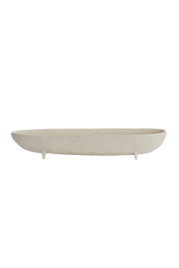 Dish on base 50x14x9 cm ROSANA white+grey