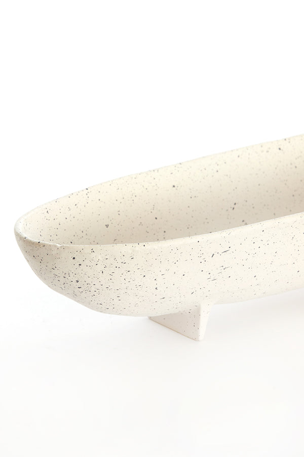 Dish on base 50x14x9 cm ROSANA white+grey