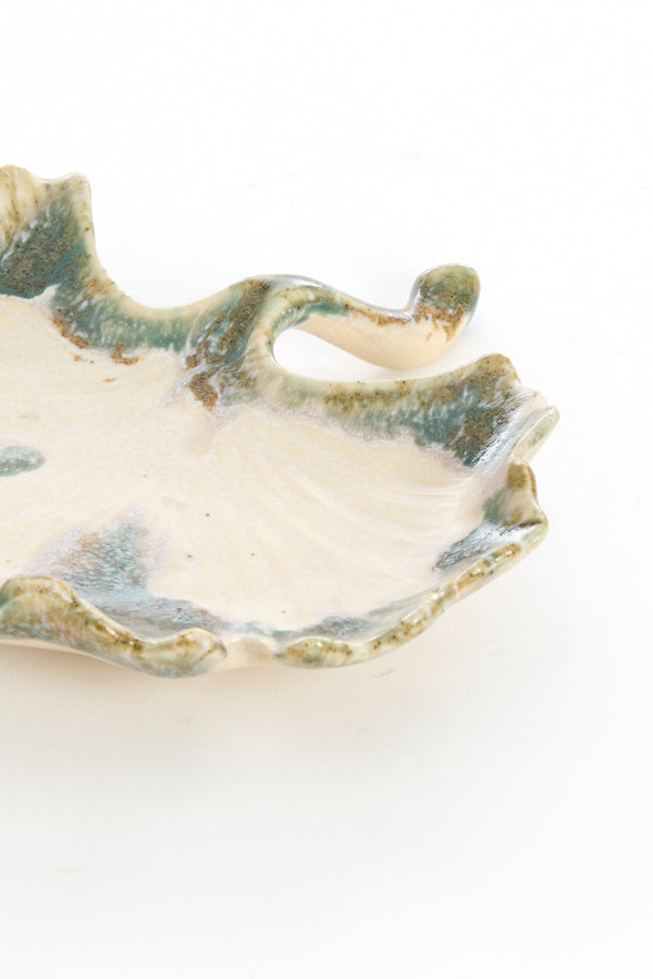 Dish 16x16x3 cm REDIU ceramics cream+olive green