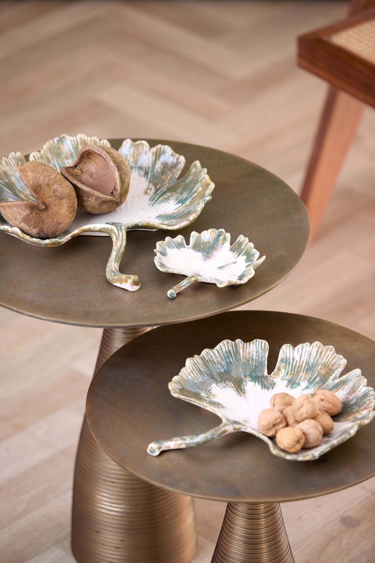 Dish 16x16x3 cm REDIU ceramics cream+olive green