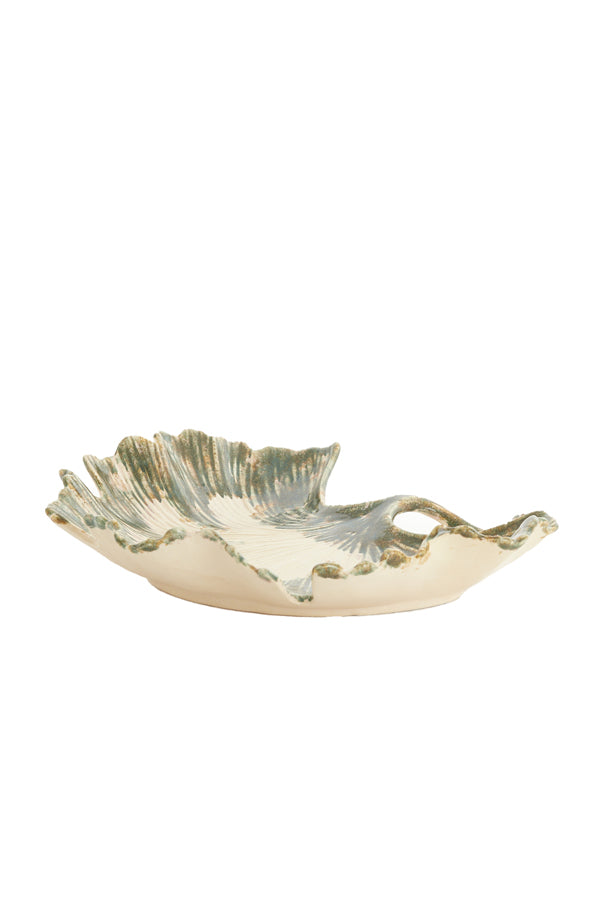 Dish 37x35x6,5 cm REDIU ceramics cream+olive green