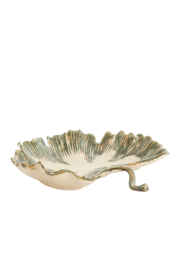 Dish 37x35x6,5 cm REDIU ceramics cream+olive green