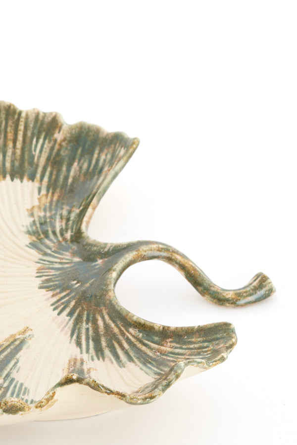 Dish 37x35x6,5 cm REDIU ceramics cream+olive green