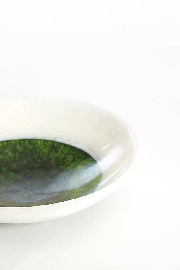 Dish 34x7,5 cm BINANGA white+green