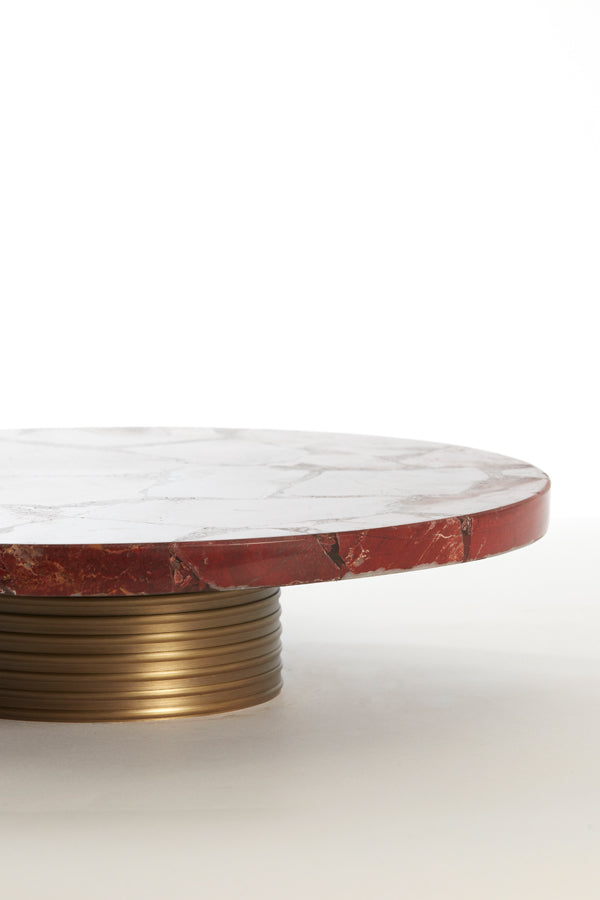 Dish on base 35x8 cm BELO red agate+antique bronze