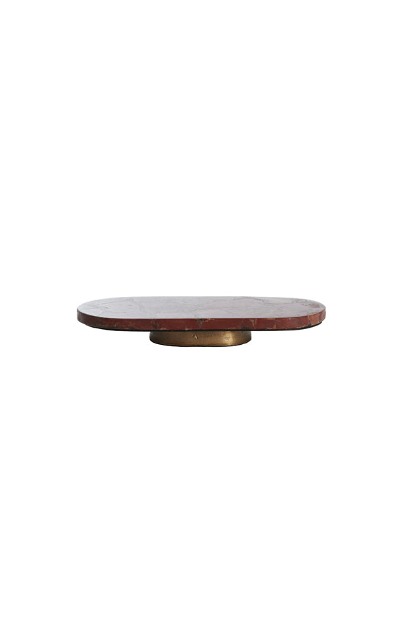Dish on base 36x17x4,5 cm BELO red agate+antique bronze