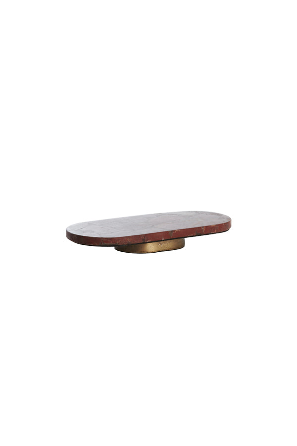 Dish on base 36x17x4,5 cm BELO red agate+antique bronze