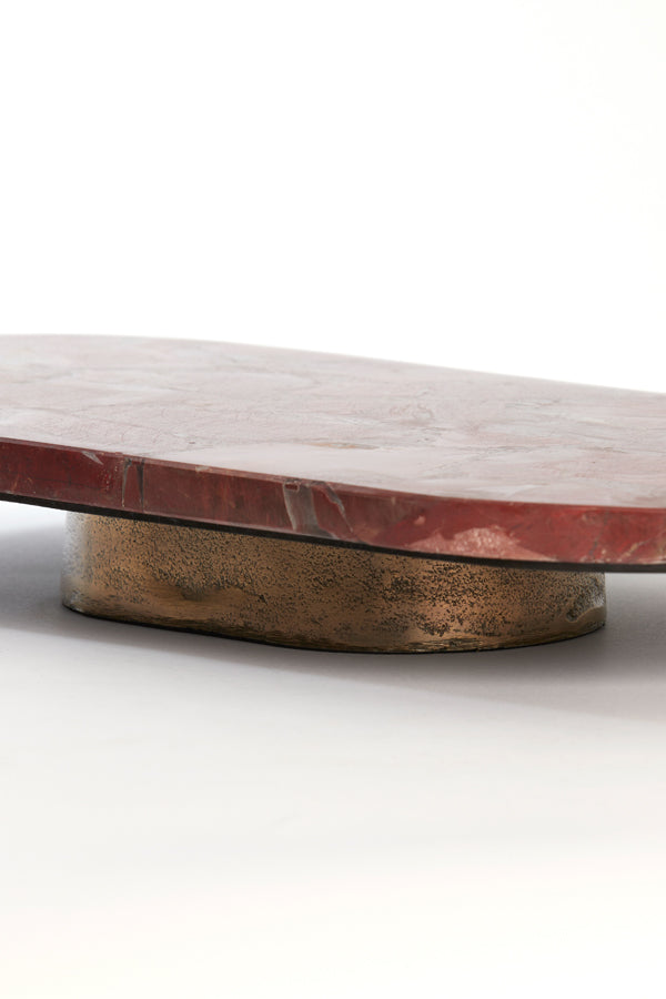 Dish on base 36x17x4,5 cm BELO red agate+antique bronze