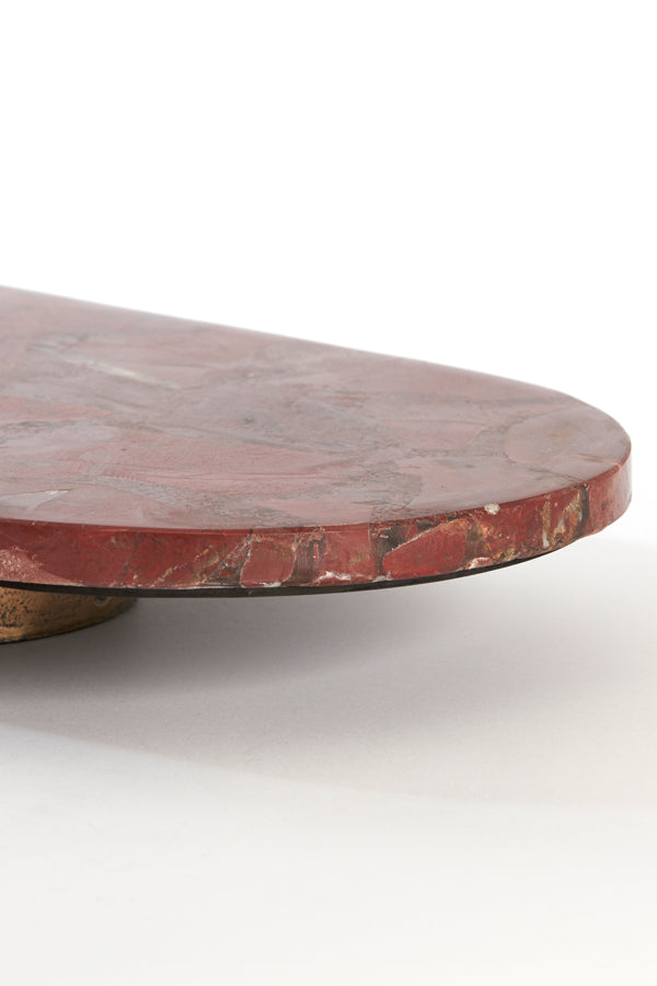 Dish on base 36x17x4,5 cm BELO red agate+antique bronze
