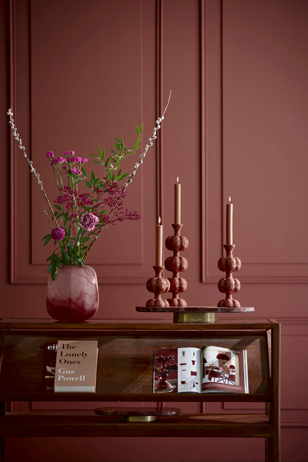 Dish on base 36x17x4,5 cm BELO red agate+antique bronze