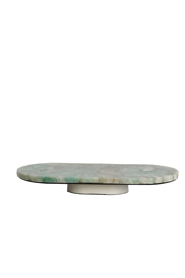Dish on base 50x24x6 cm BELO green agate+cream