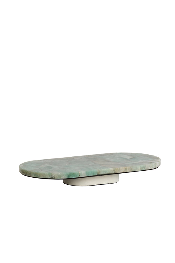 Dish on base 50x24x6 cm BELO green agate+cream