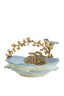 Dish 26,5x20x14 cm BIRD light blue+bronze