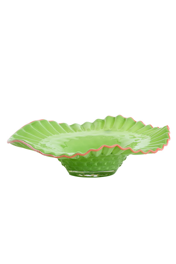 Dish 42x12 cm BERANE glass green+pink