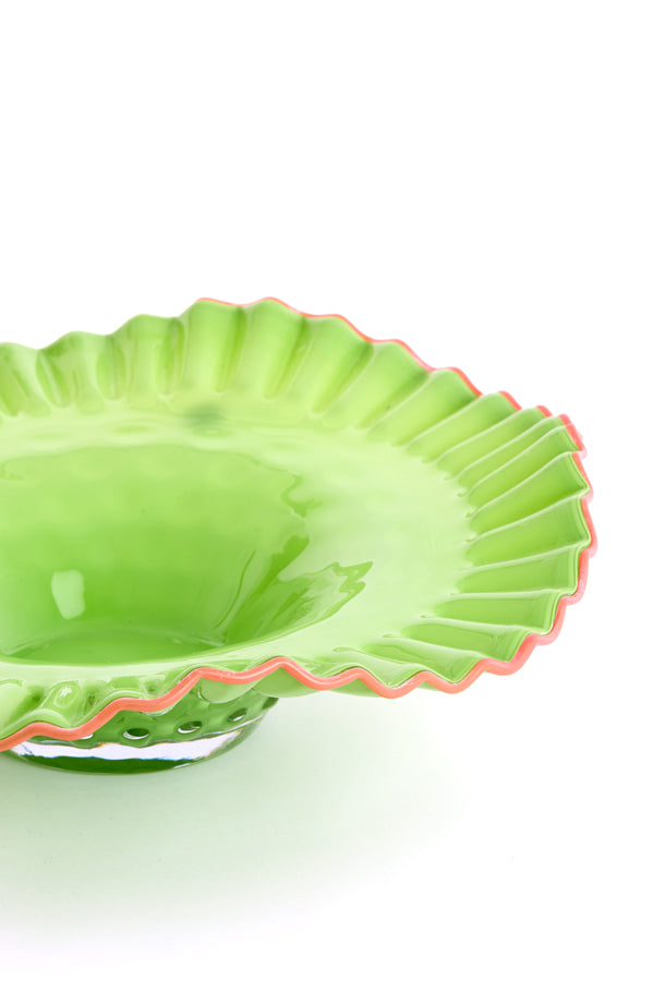 Dish 42x12 cm BERANE glass green+pink