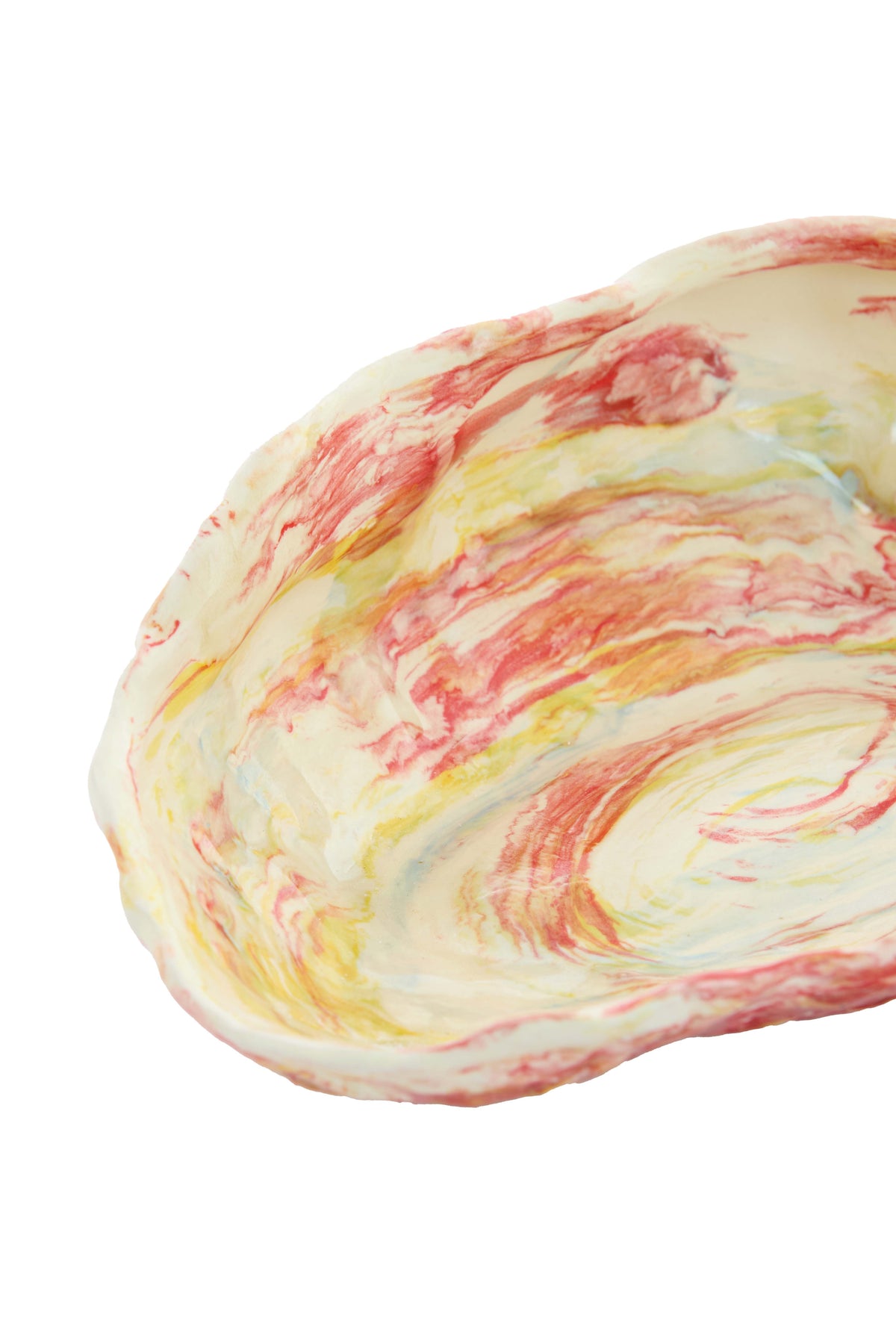 Dish 41x20,5x10 cm KALAKO ceramics cream+red+yellow