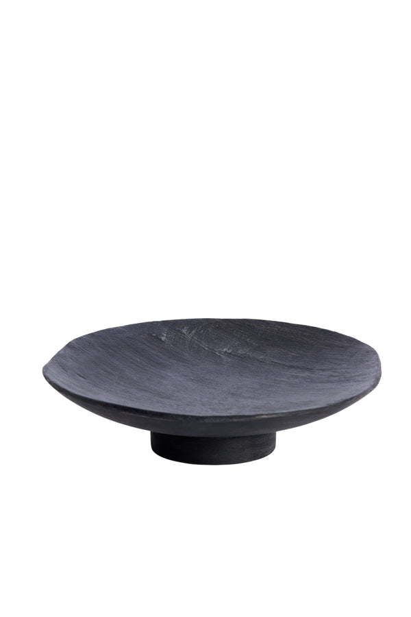 Dish on base 22x5,5 cm YAVIZA wood antique dark brown
