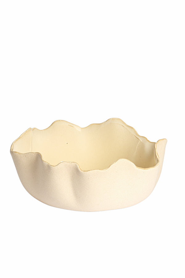 Dish 36,5x35,5x14 cm GASPAR ceramics matt cream+beige