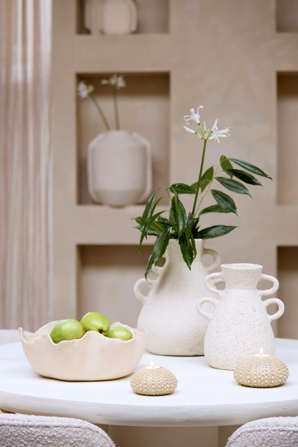 Dish 36,5x35,5x14 cm GASPAR ceramics matt cream+beige