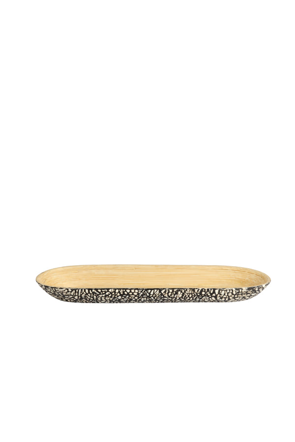 Dish 46x15x4 cm CARMONA bamboo natural+black-cream
