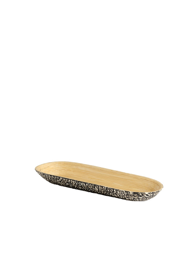 Dish 46x15x4 cm CARMONA bamboo natural+black-cream