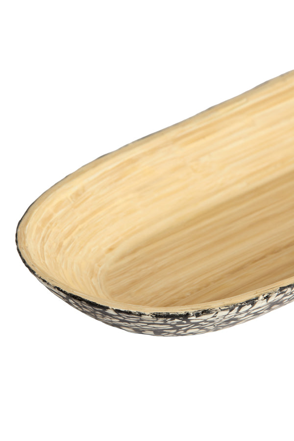 Dish 46x15x4 cm CARMONA bamboo natural+black-cream