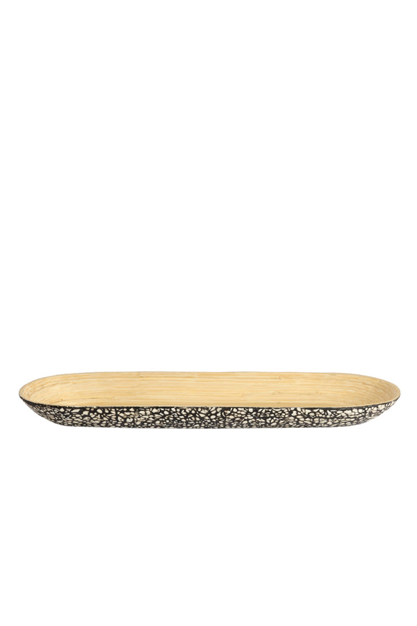 Dish 52x18x4 cm CARMONA bamboo natural+black-cream