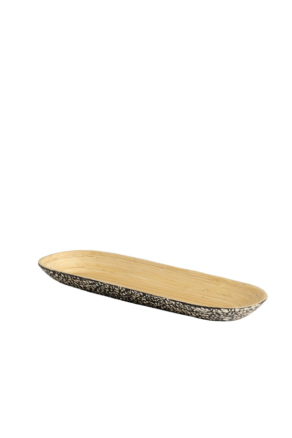 Dish 52x18x4 cm CARMONA bamboo natural+black-cream