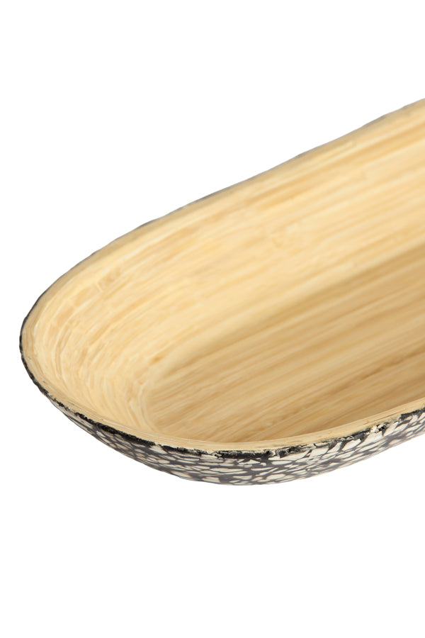 Dish 52x18x4 cm CARMONA bamboo natural+black-cream
