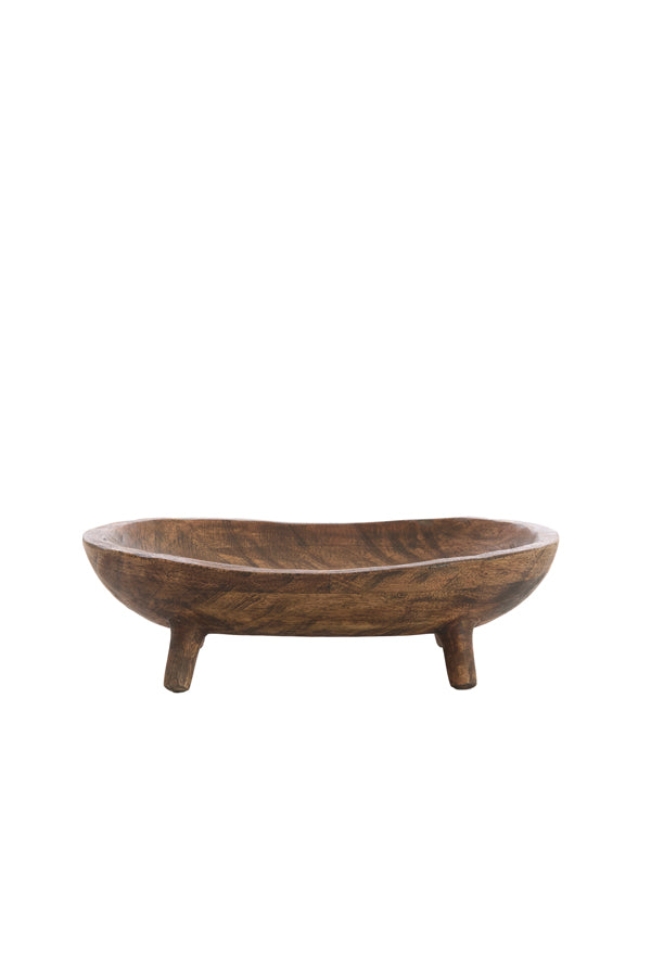 Dish on base 34,5x25,5x10 cm AILA mango wood antique brown