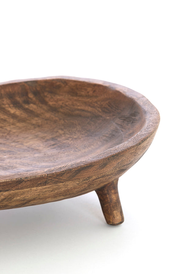 Dish on base 34,5x25,5x10 cm AILA mango wood antique brown