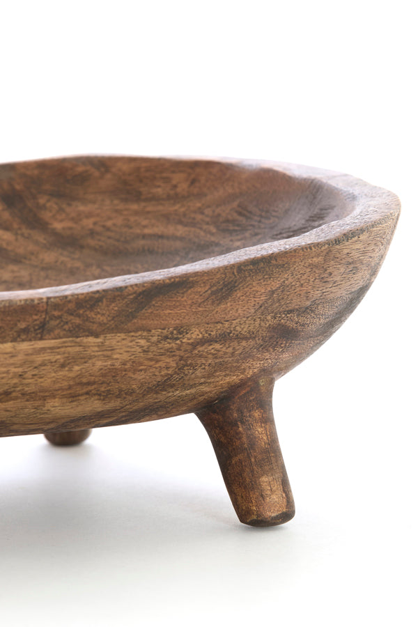 Dish on base 34,5x25,5x10 cm AILA mango wood antique brown