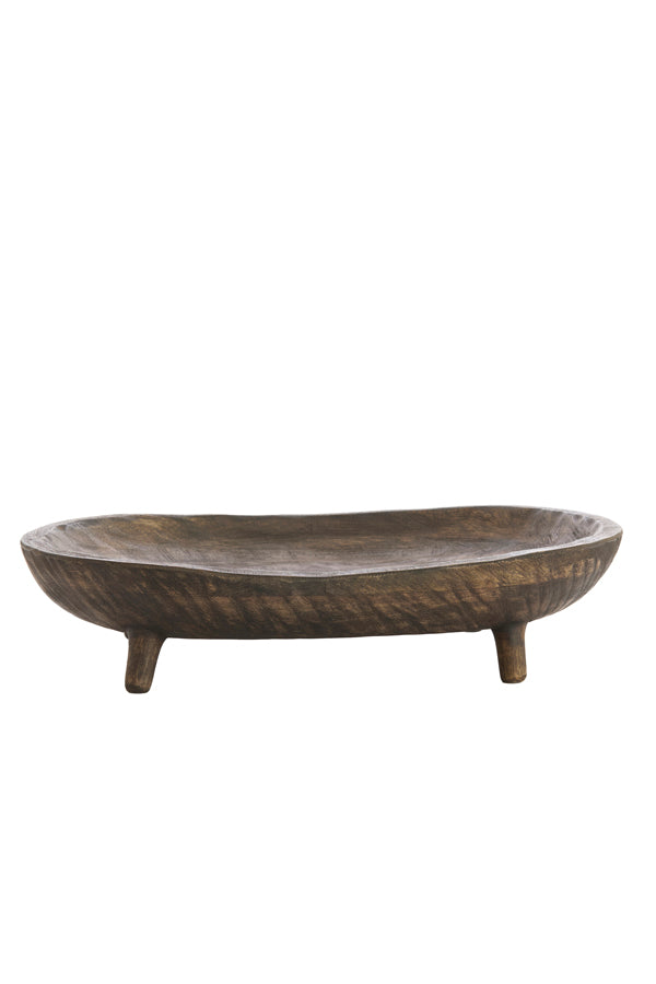 Dish on base 45x34x10 cm AILA mango wood antique brown