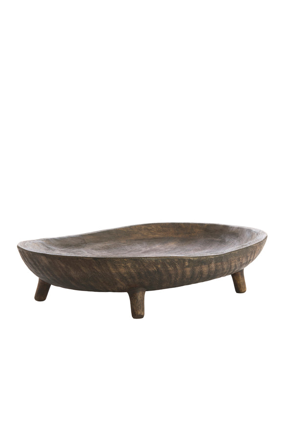 Dish on base 45x34x10 cm AILA mango wood antique brown