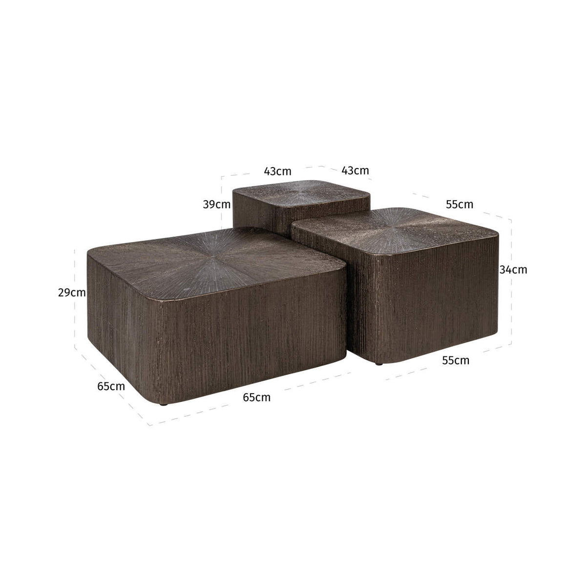 Coffee table Cubes Brunzae (Set of 3)