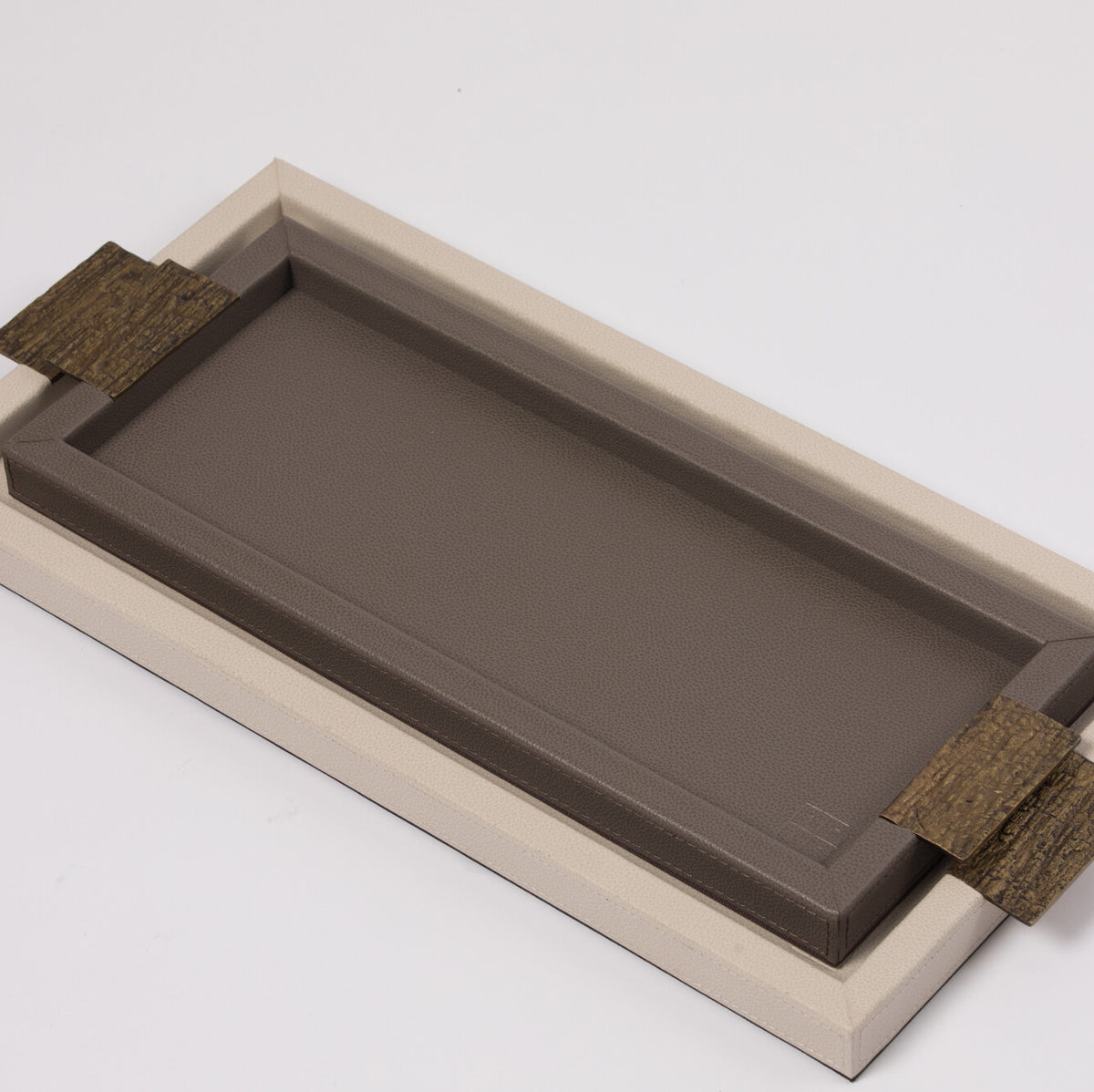 Wode Tray Rectangle Putty Leather