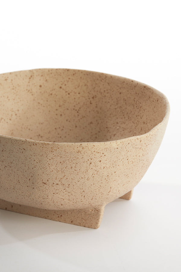 Dish on base 21x20,5x10 cm ROSANA sand+light brown spotted