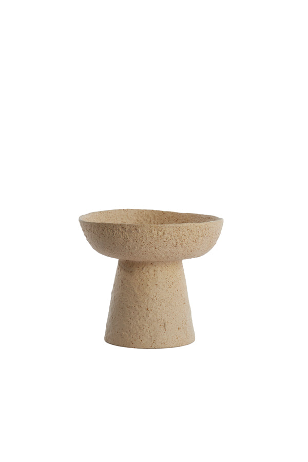 Dish on base 20,5x18 cm OTA sand+light brown spotted