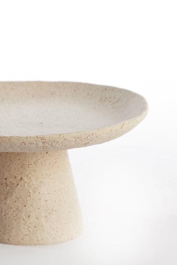 Dish on base 24,5x12 cm OTA sand+light brown spotted