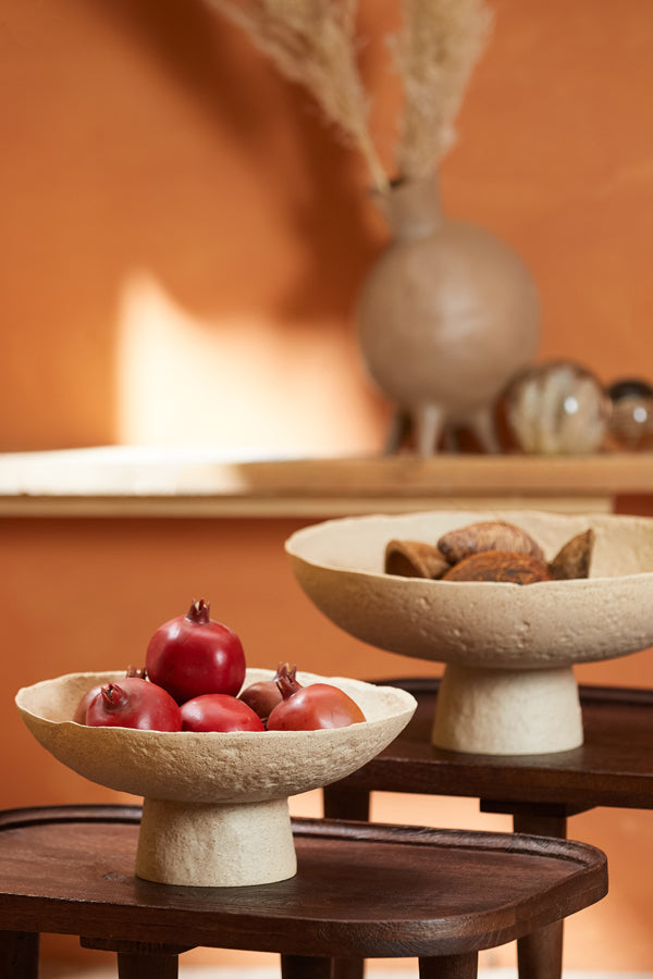 Dish on base 31x15,5 cm OTA sand+light brown spotted