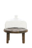Dish 27x30 cm BIA mango wood antique brown+glass clear