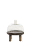 Dish 20,5x24 cm BIA mango wood antique brown+glass clear